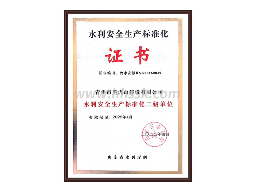 安 全生產(chǎn)標(biāo)準(zhǔn)化二級(jí)證書